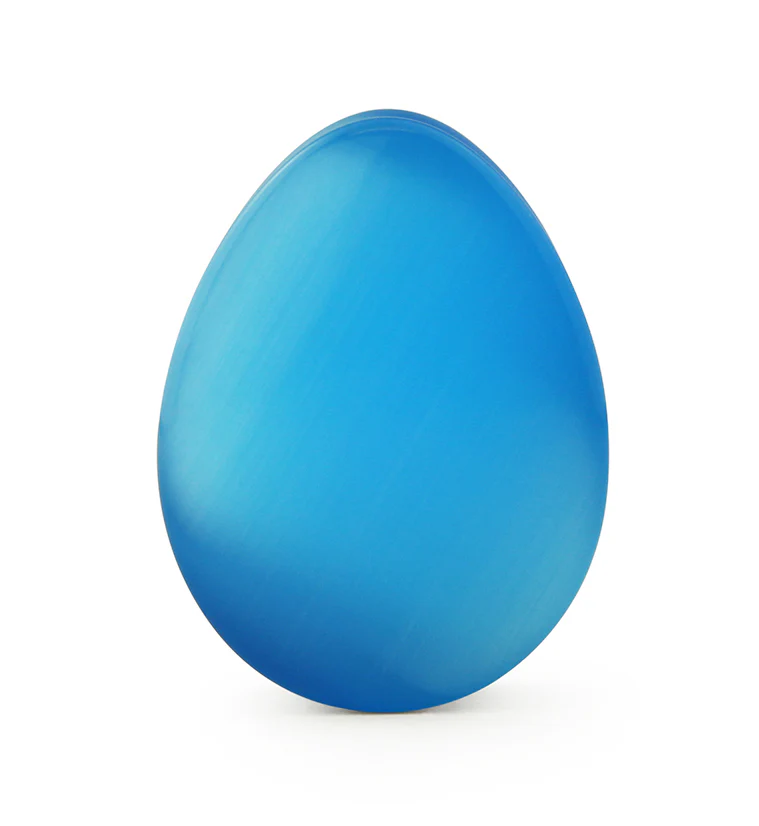 Aqua Cat's Eye Glass Teardrop Plugs - Image 3
