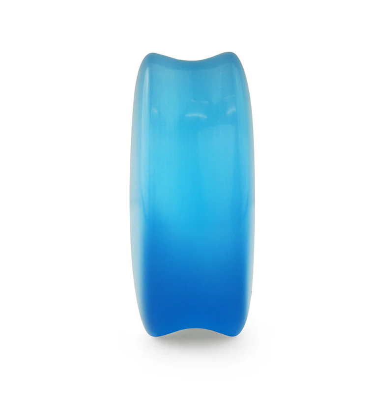 Aqua Cat's Eye Glass Teardrop Plugs - Image 4