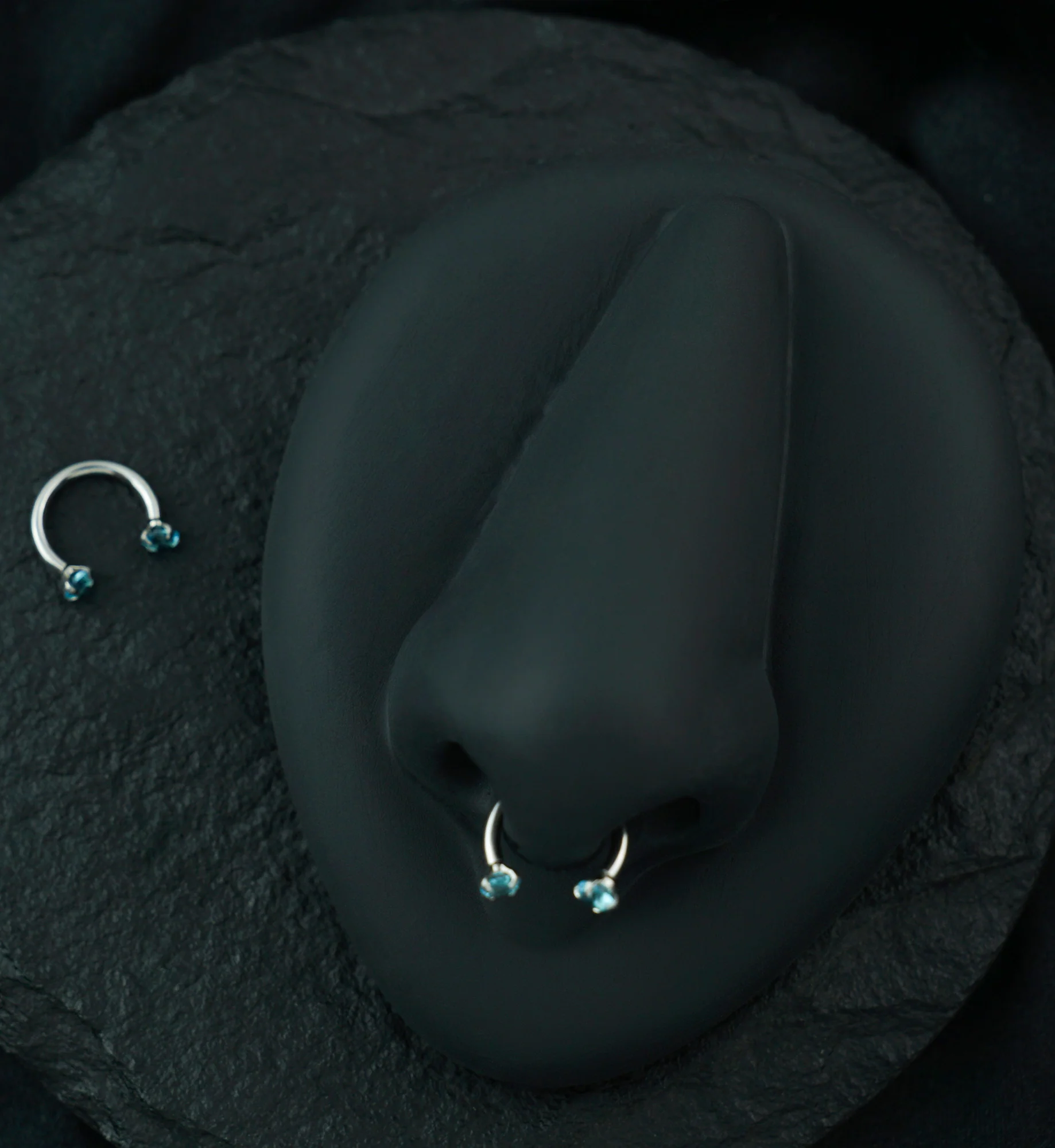 Aqua CZ Prong Set Circular Barbell - Image 2