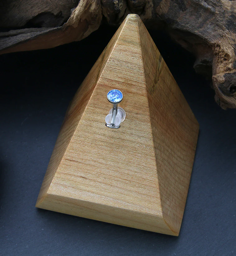 Aqua CZ Titanium Threadless Floating Belly Button Ring (Convex Disk) - Image 2