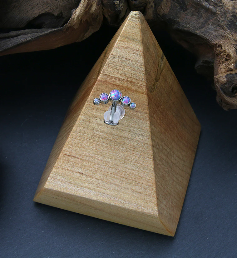 Arch Purple Opalite Titanium Threadless Floating Belly Button Ring (Convex Disk) - Image 2