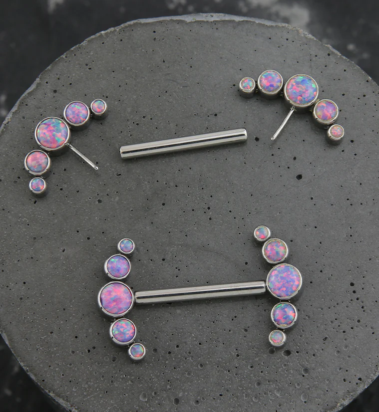 Arch Purple Opalite Titanium Threadless Nipple Ring Barbell - Image 2