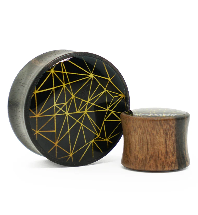 Areng Wood Plugs with Geometric Inlay