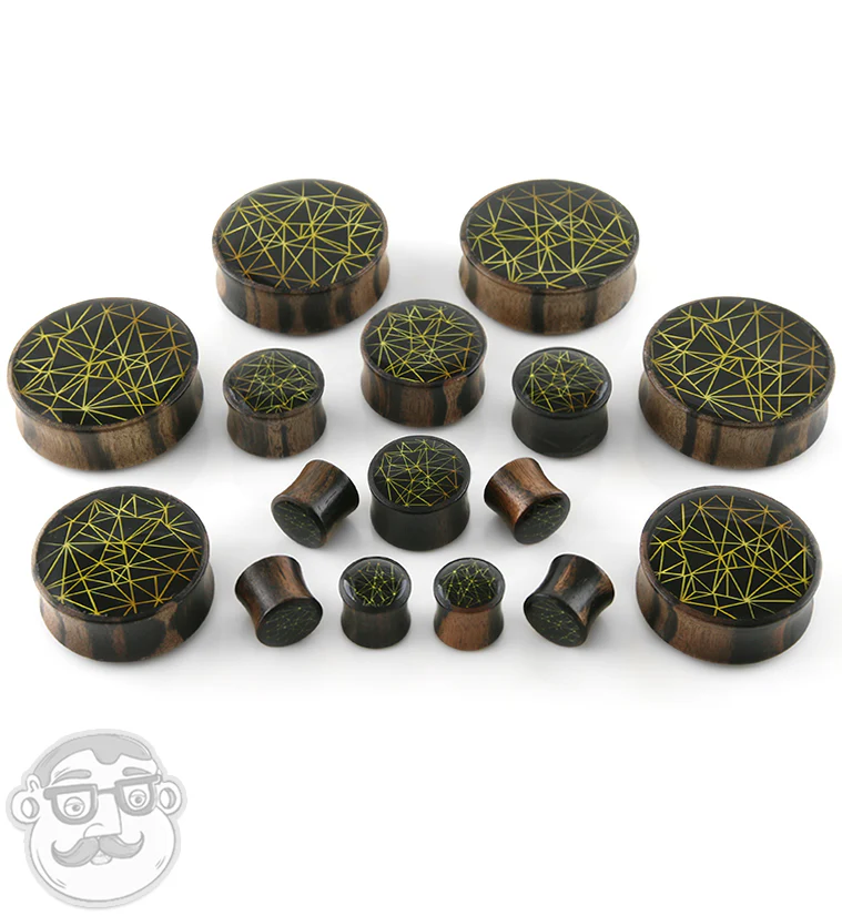Areng Wood Plugs with Geometric Inlay - Image 3