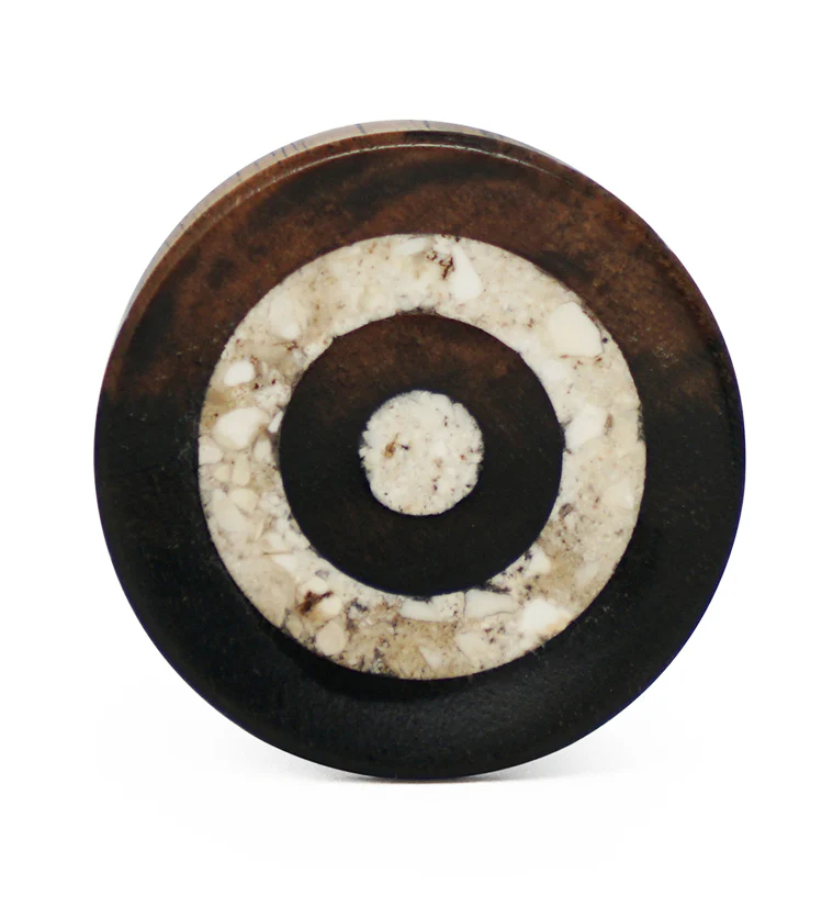 Areng Wood Plugs With White Target Stone Inlay - Image 4
