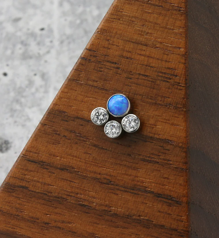 Array Blue Opalite Clear CZ Titanium Threadless Top - Image 2