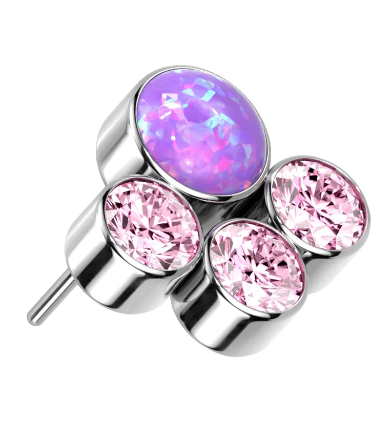 Array Purple Opalite Pink CZ Titanium Threadless Top