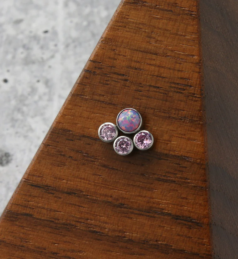Array Purple Opalite Pink CZ Titanium Threadless Top - Image 2