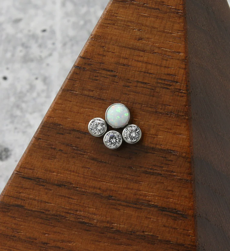 Array White Opalite Clear CZ Titanium Threadless Top - Image 2