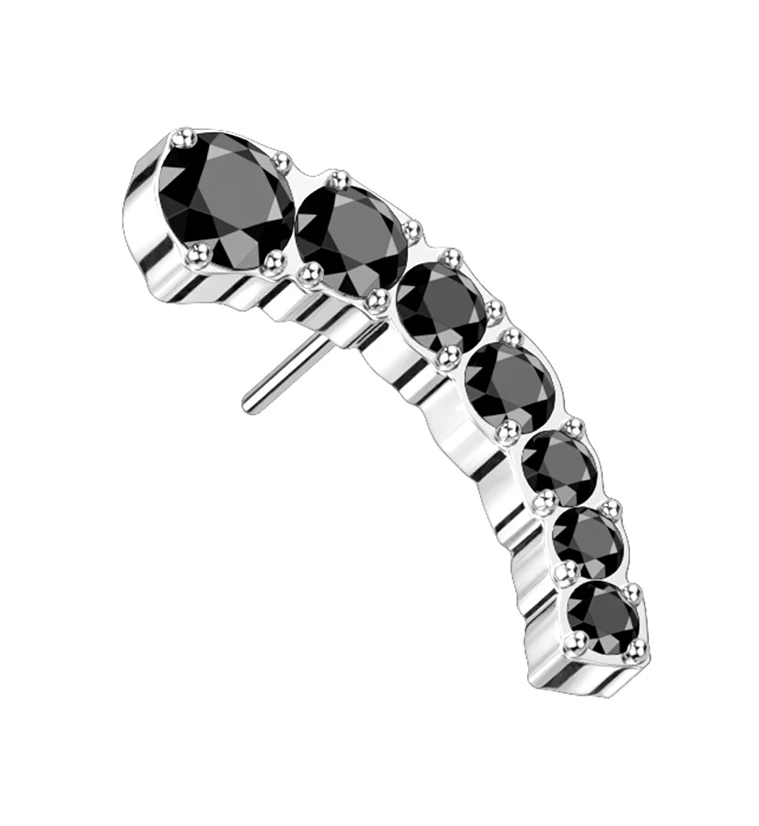 Ascend Black CZ Threadless Titanium Top