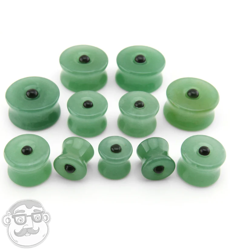 Aventurine Stone Plugs with Micro Obsidian Inlay - Image 2