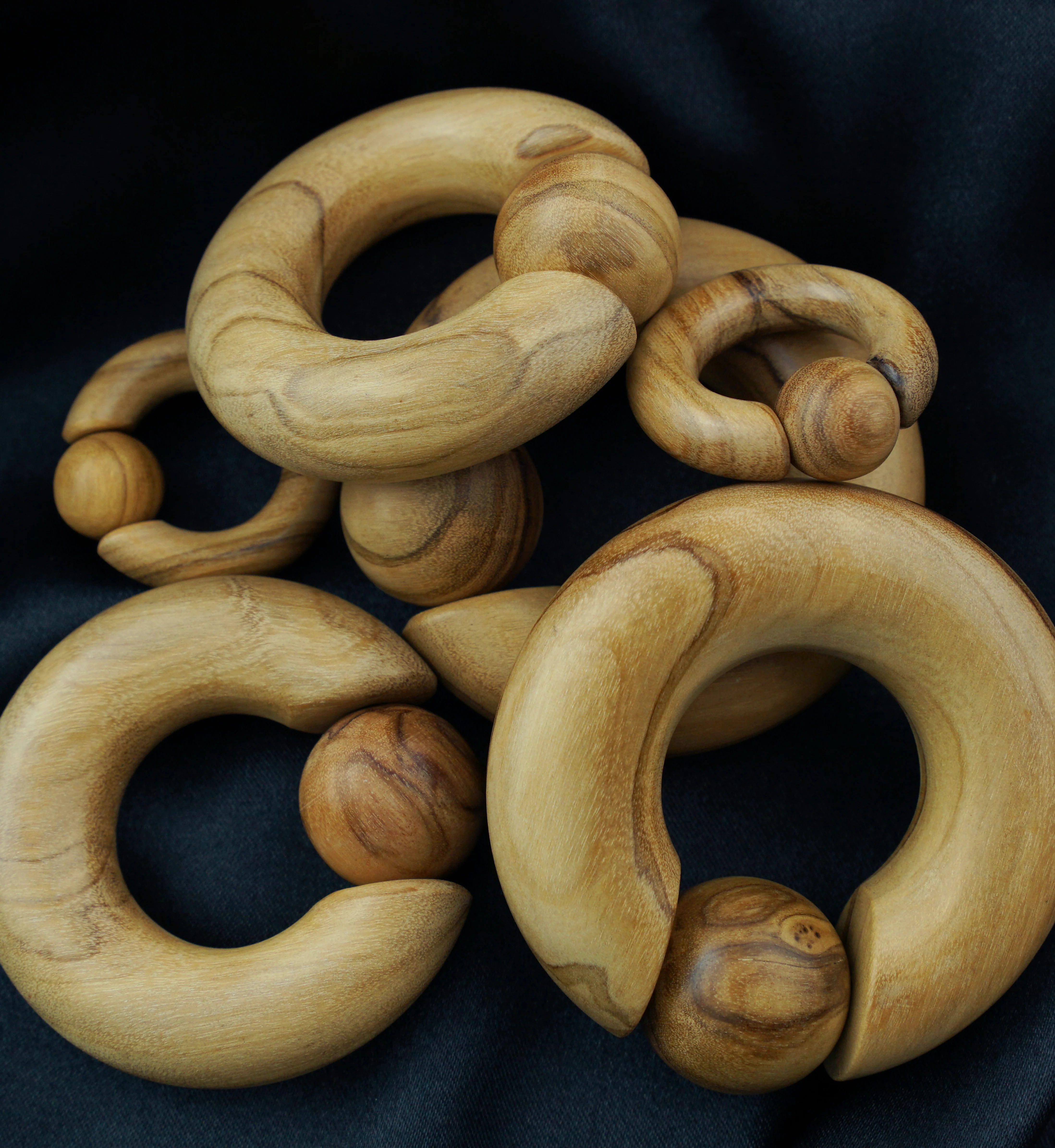 Captive Olive Wood Hoop Hangers - Image 3