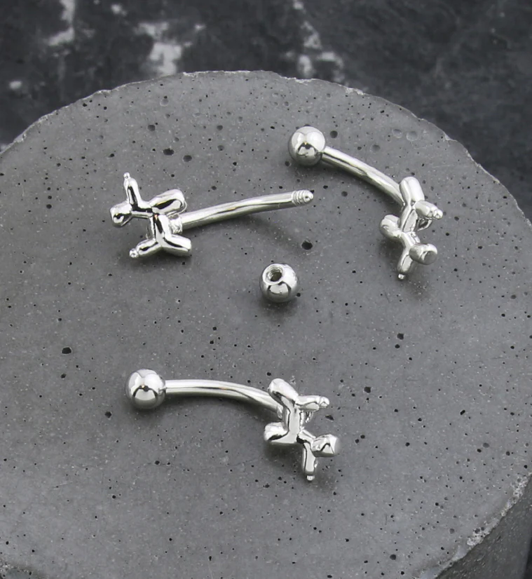 Balloon Dog Stainless Steel Curved Barbell - Image 2