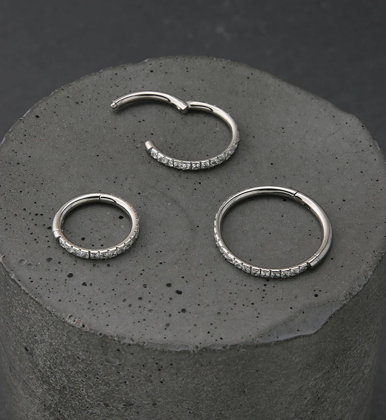 Band CZ Titanium Hinged Segment Ring - Image 4