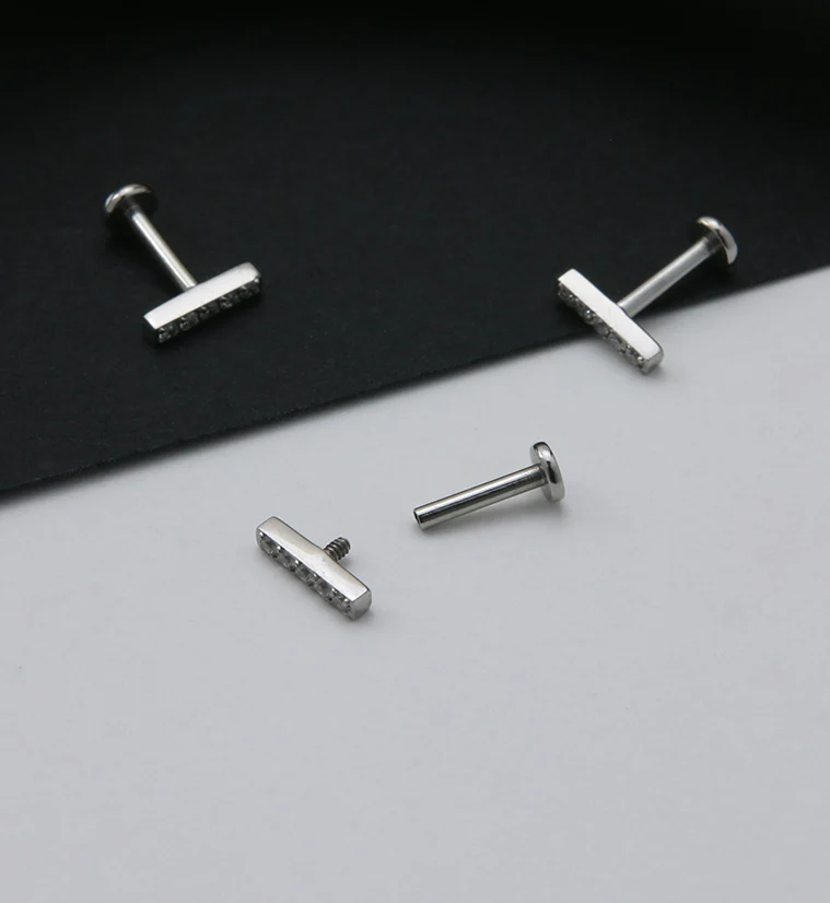 Bar Top Prong Set CZ Labret Post - Image 2
