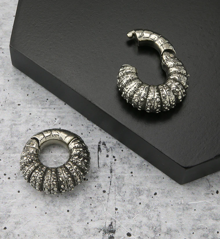 Barnacle White Brass Hinged Ear Weights - Image 2