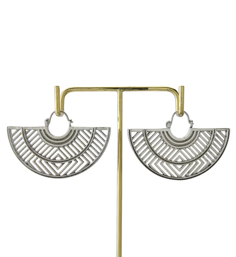 Barred White Brass Titanium Hangers / Earrings - Image 3
