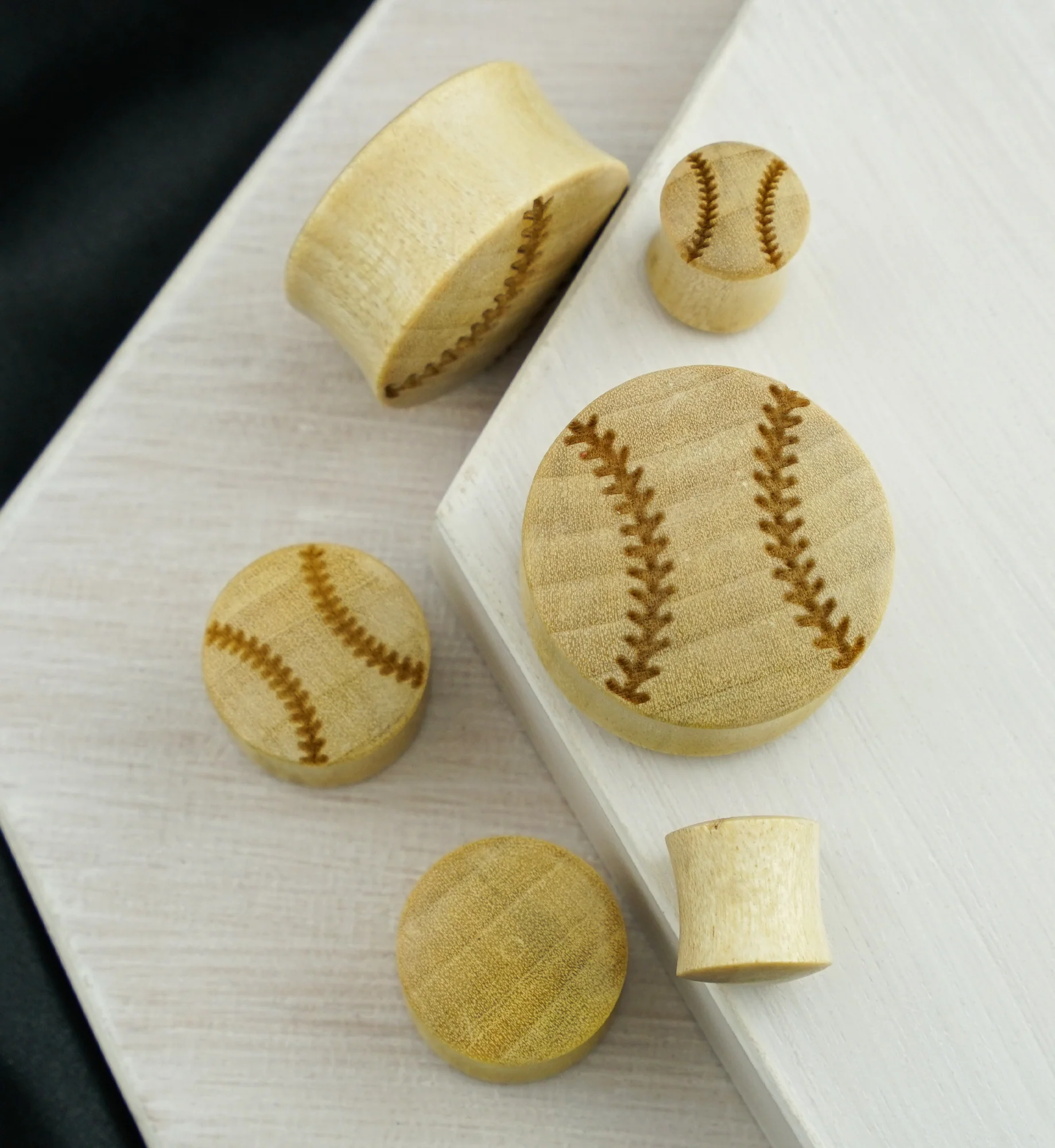 Baseball Engraved Wood Plugs - Image 2