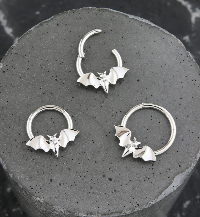 Bat Stainless Steel Hinged Segment Ring - Image 2