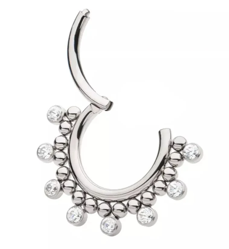 Beaded Septennial Clear CZ Hinged Segment Ring - Image 3