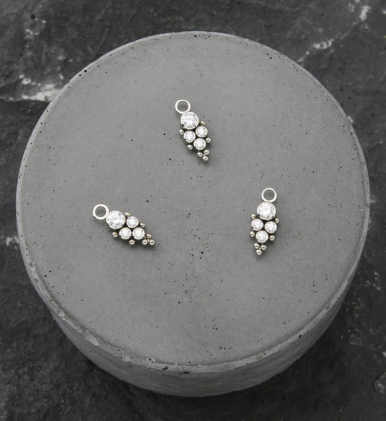 Beaded Array Clear CZ Titanium Charm - Image 2