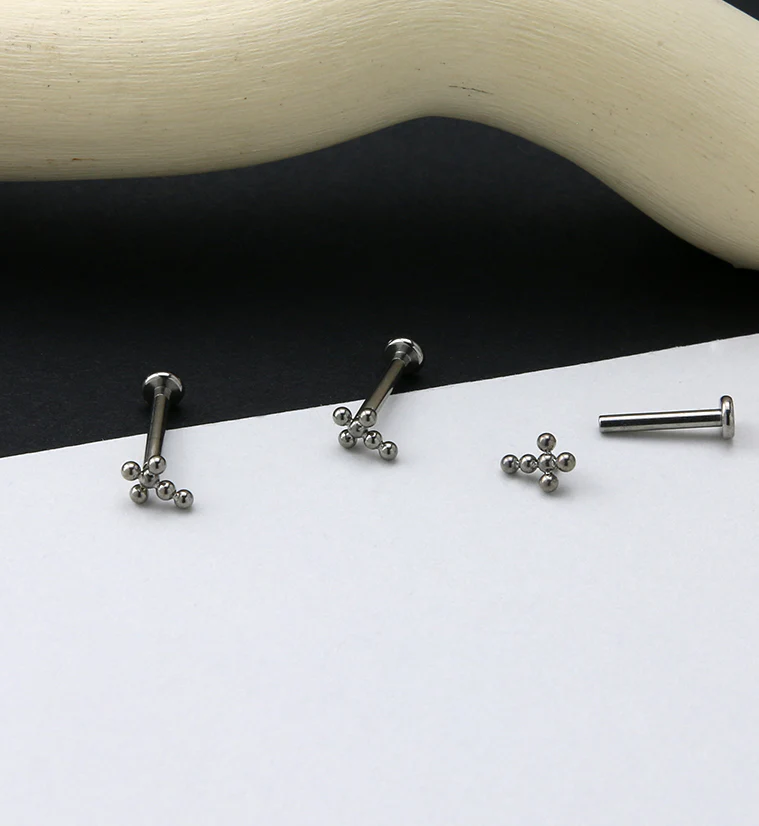 Beaded Cross Titanium Labret - Image 2