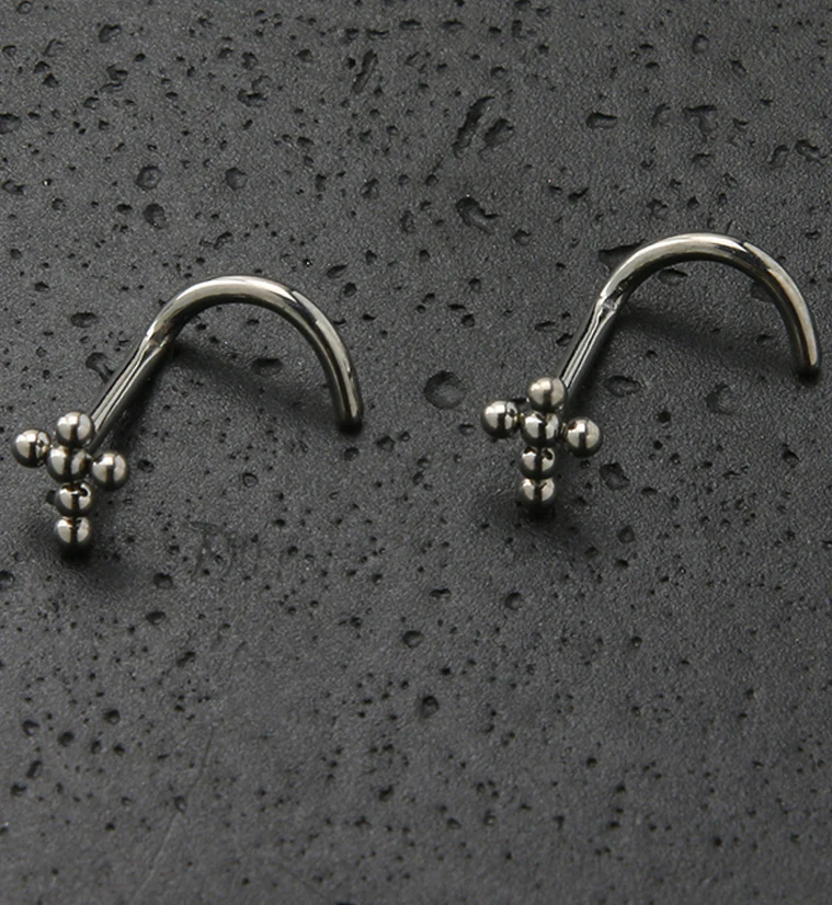 Beaded Cross Titanium Nose Screw - Image 2