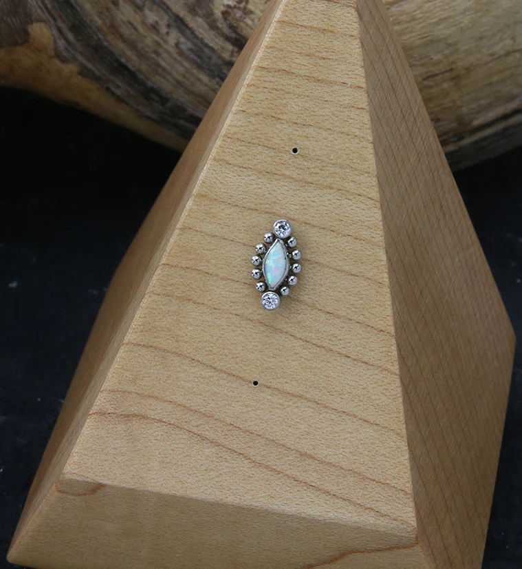 Beaded Empress White Opalite Threadless Titanium Top - Image 2