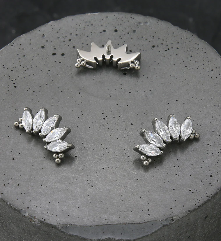 Beaded Half Crown CZ Internally Threaded Titanium Top - Image 2