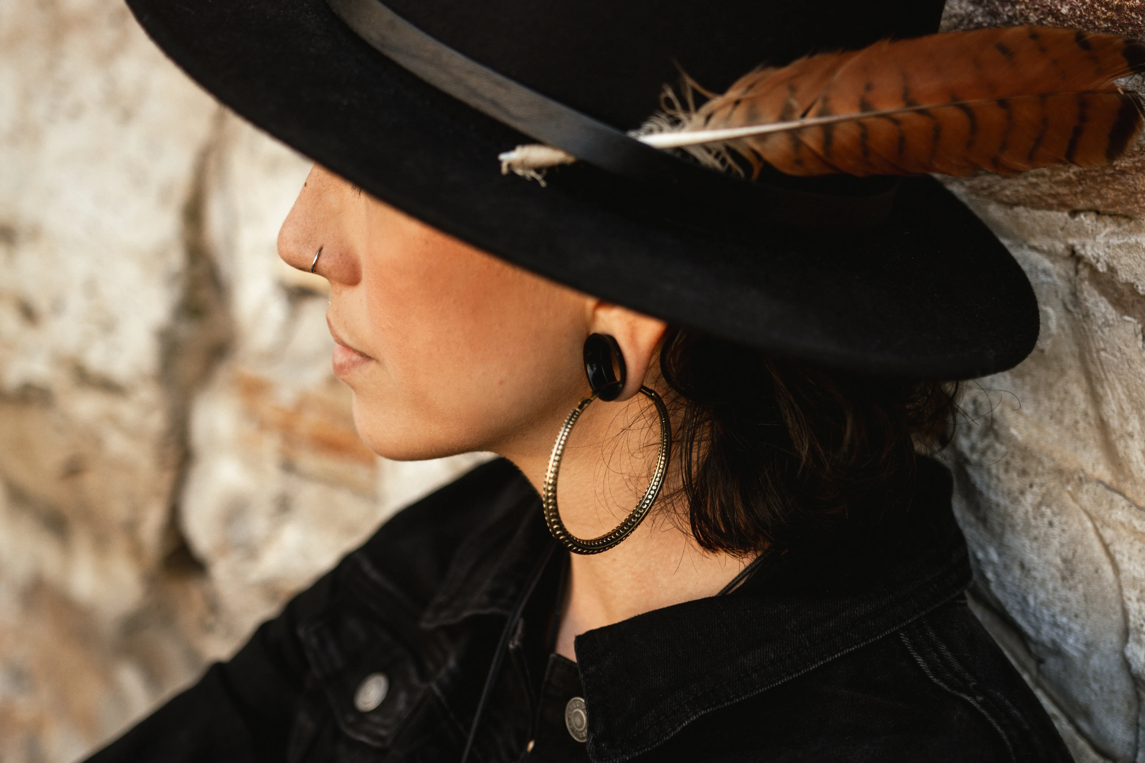 Beaded Hoop Brass Hinged Ear Weights - Image 6
