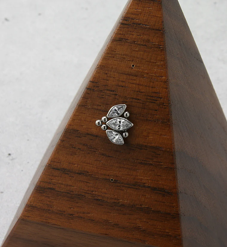 Beaded Sepal CZ Threadless Titanium Top - Image 2