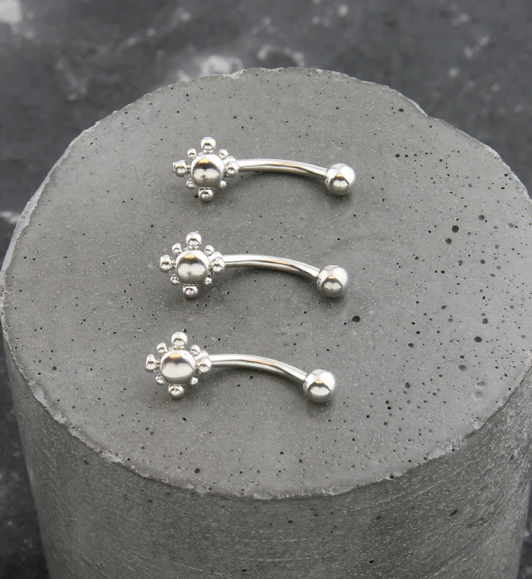 Beaded Sol Stainless Steel Curved Barbell - Image 2