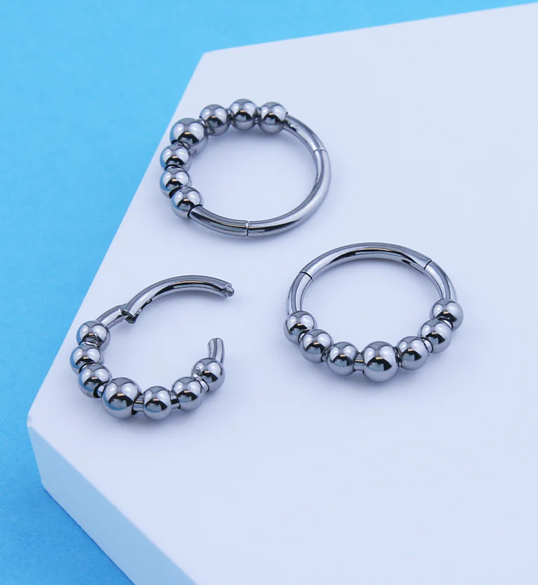 Beaded Titanium Hinged Segment Ring - Image 2