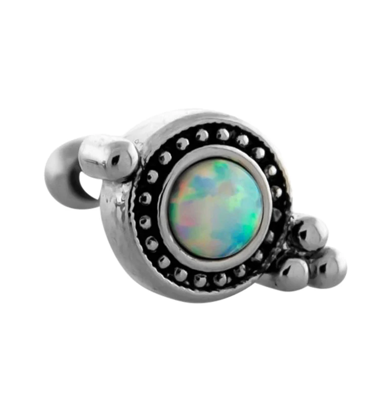 Beaded White Opalite Cartilage Barbell