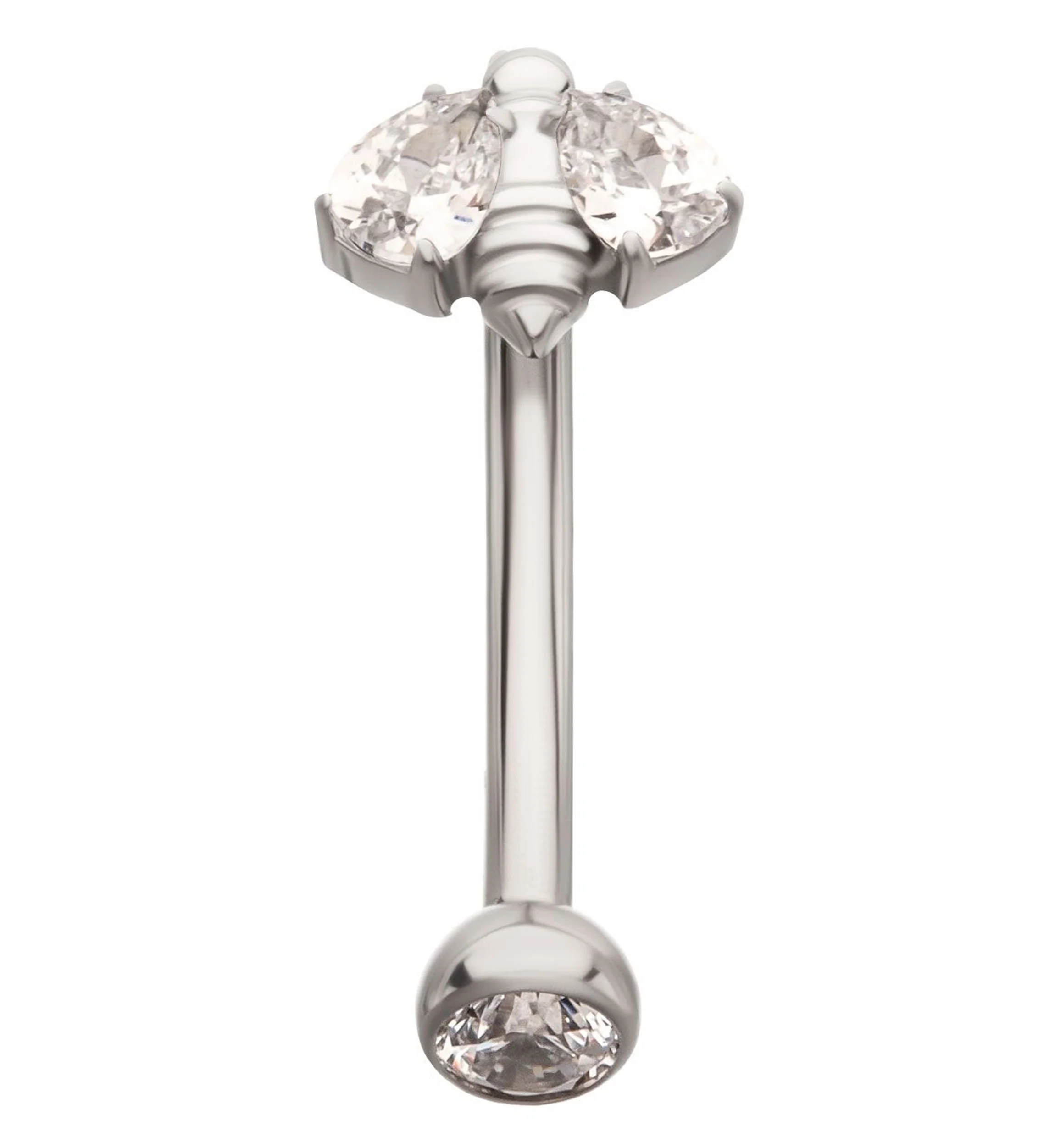 Bee Clear CZ Titanium Internally Threaded Curved Barbell