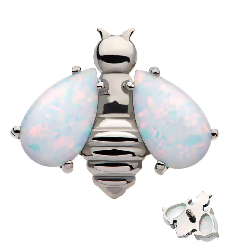 Bumblebee White Opalite Wings Internally Threaded Titanium Top