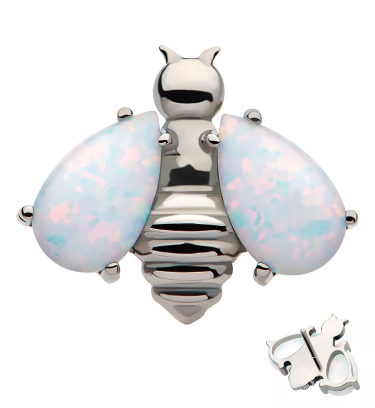 Bumblebee White Opalite Wings Threadless Titanium Top