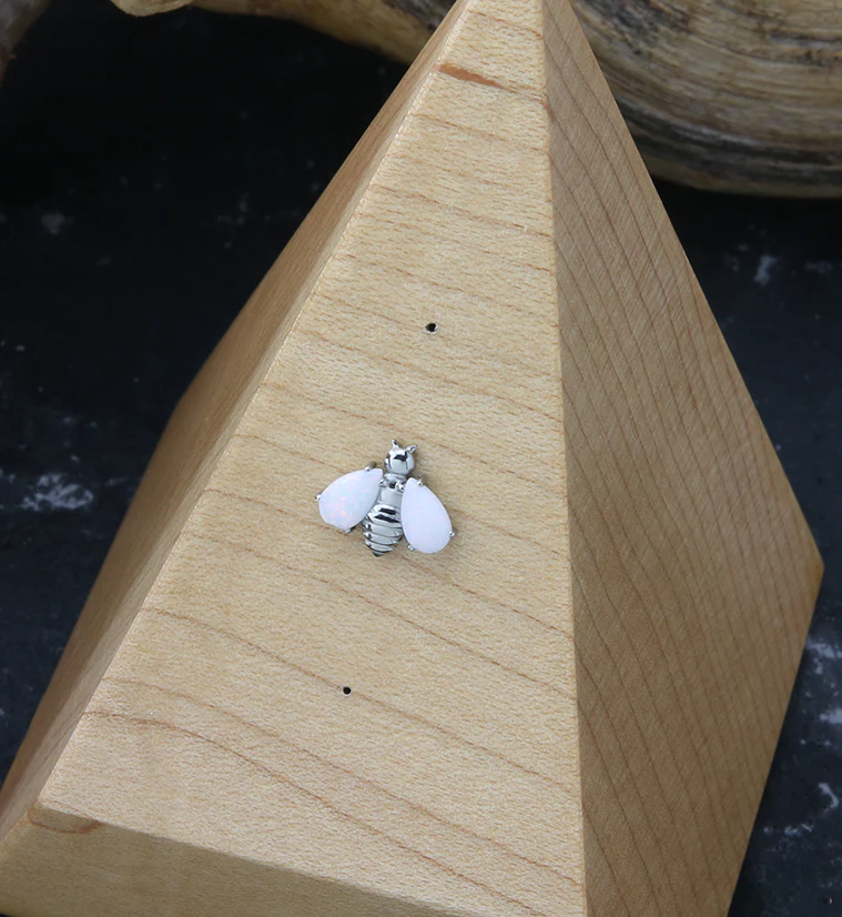 Bumblebee White Opalite Wings Threadless Titanium Top - Image 2