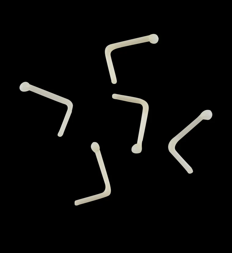 Beige L Bend Glass Nose Ring