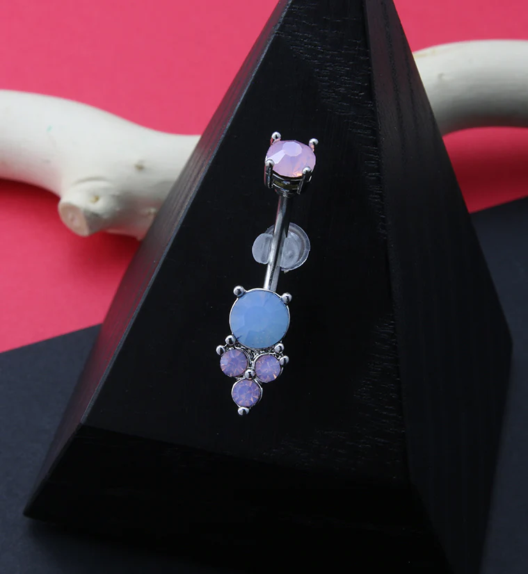 Bevy Pink Opalite Gem Belly Button Ring - Image 2