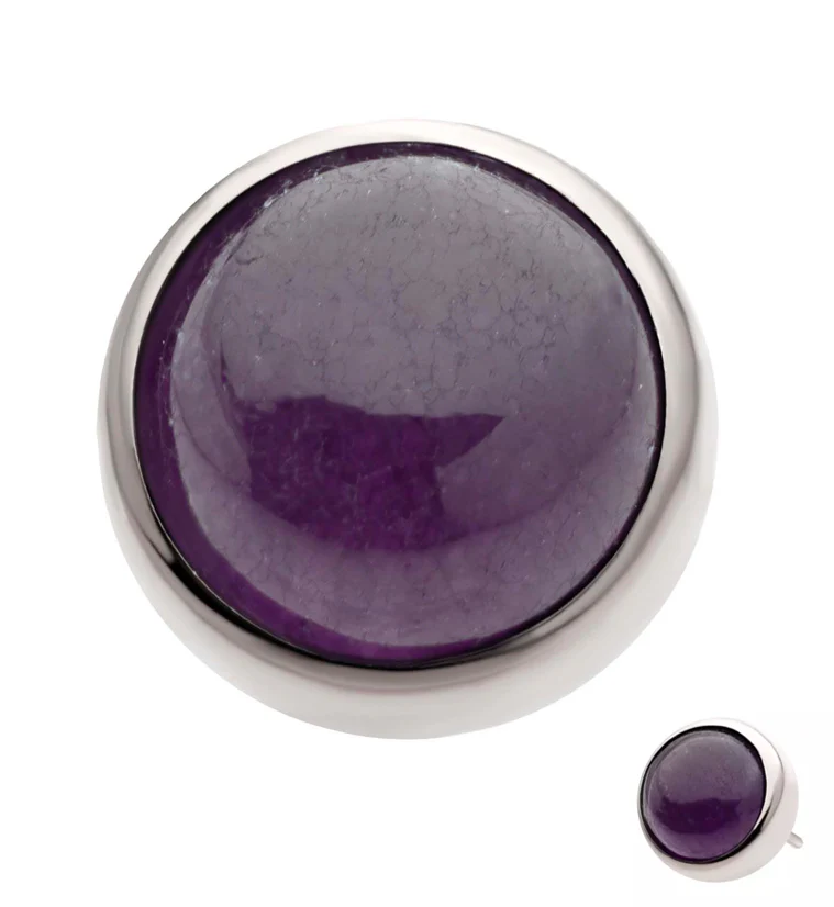 Bezel Amethyst Stone Titanium Threadless Top
