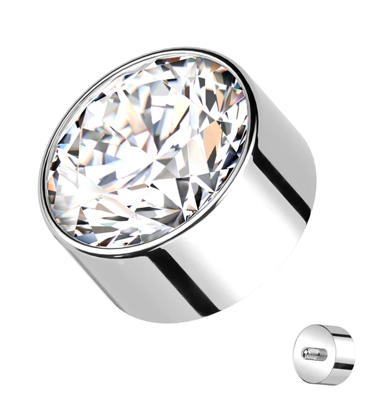 Bezel Clear CZ Internally Threaded Top