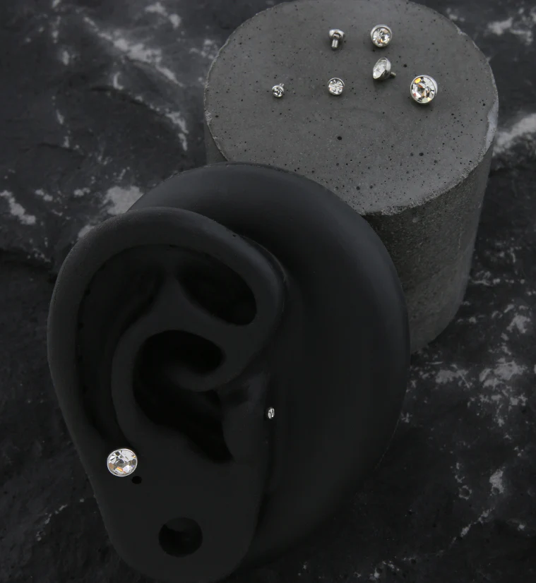 Bezel Clear CZ Stainless Steel Internally Threaded Top - Image 2