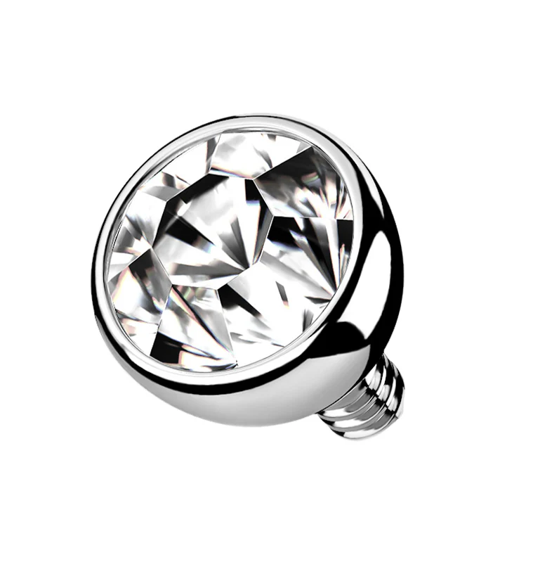 Bezel Clear CZ Titanium Internally Threaded Top