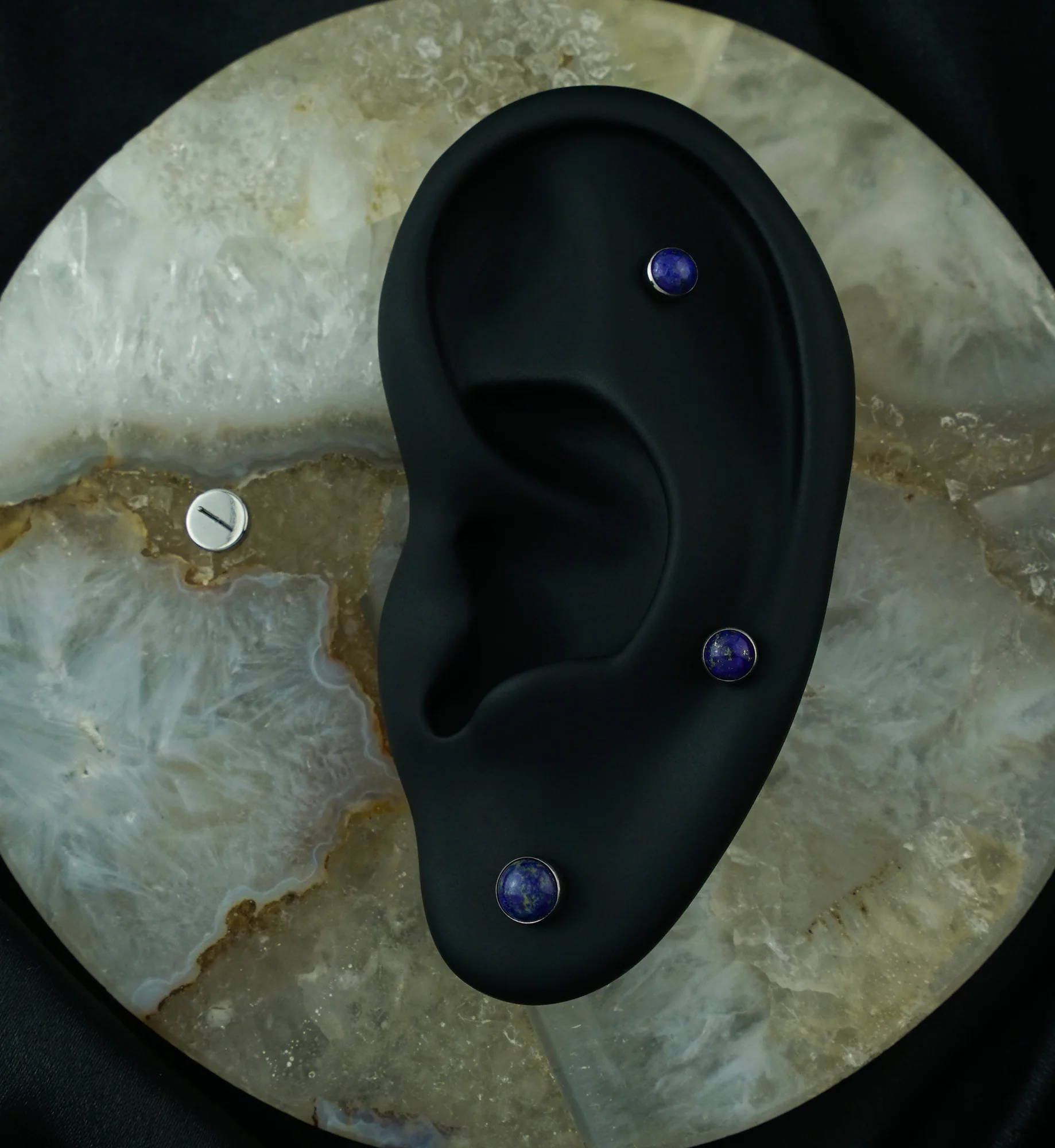 Bezel Lapis Lazuli Stone Titanium Threadless Top - Image 2