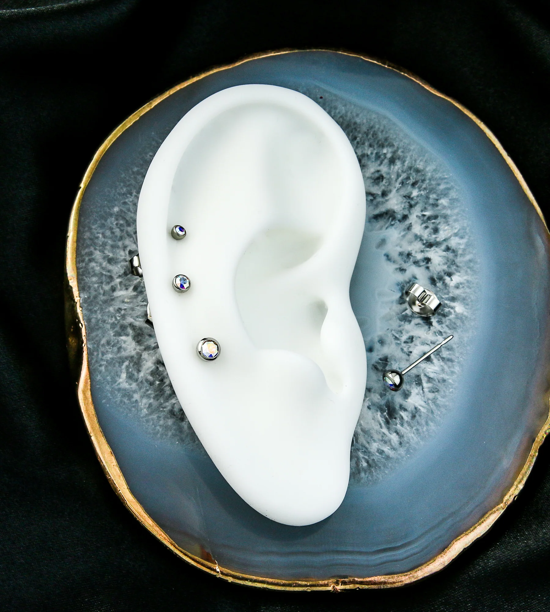 Rainbow Aurora Bezel CZ Stainless Steel Stud Earrings - Image 2