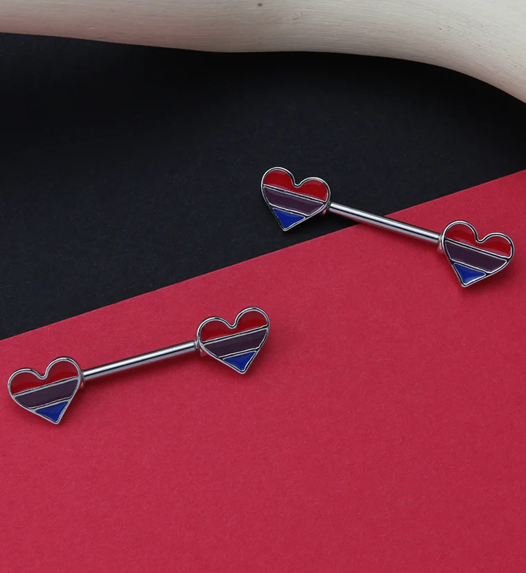 Pride Front Facing Heart Nipple Rings Version 3 - Image 2