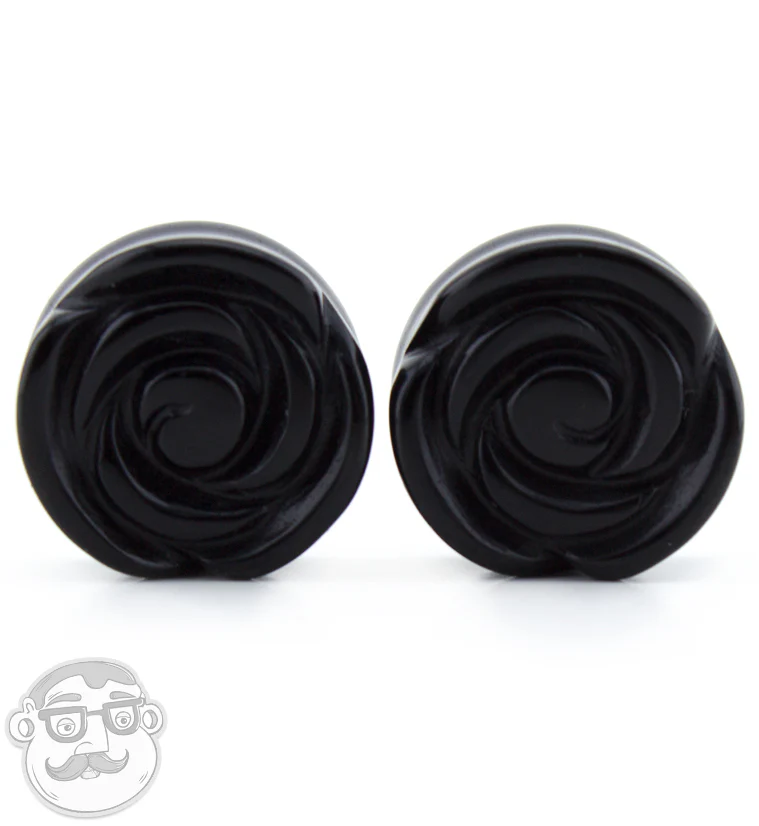 Black Agate Stone Rosebud Plugs - Image 6