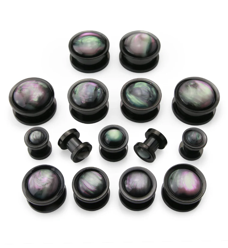 Black Aurora Shell Stainless Steel Plugs - Image 3