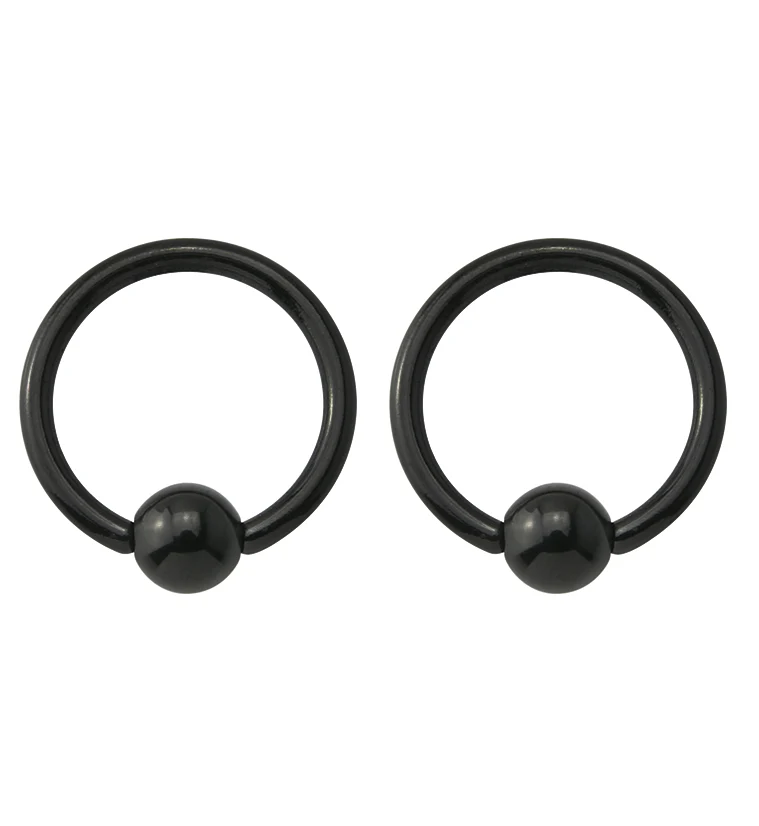 Black Captive Bead Nipple Rings